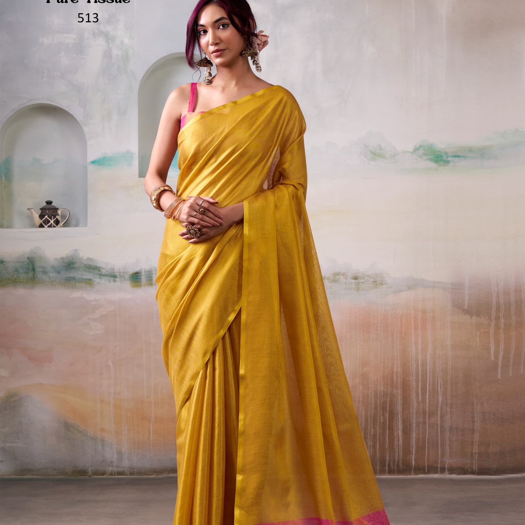 Anvika Pure Handloom Tissue Saree