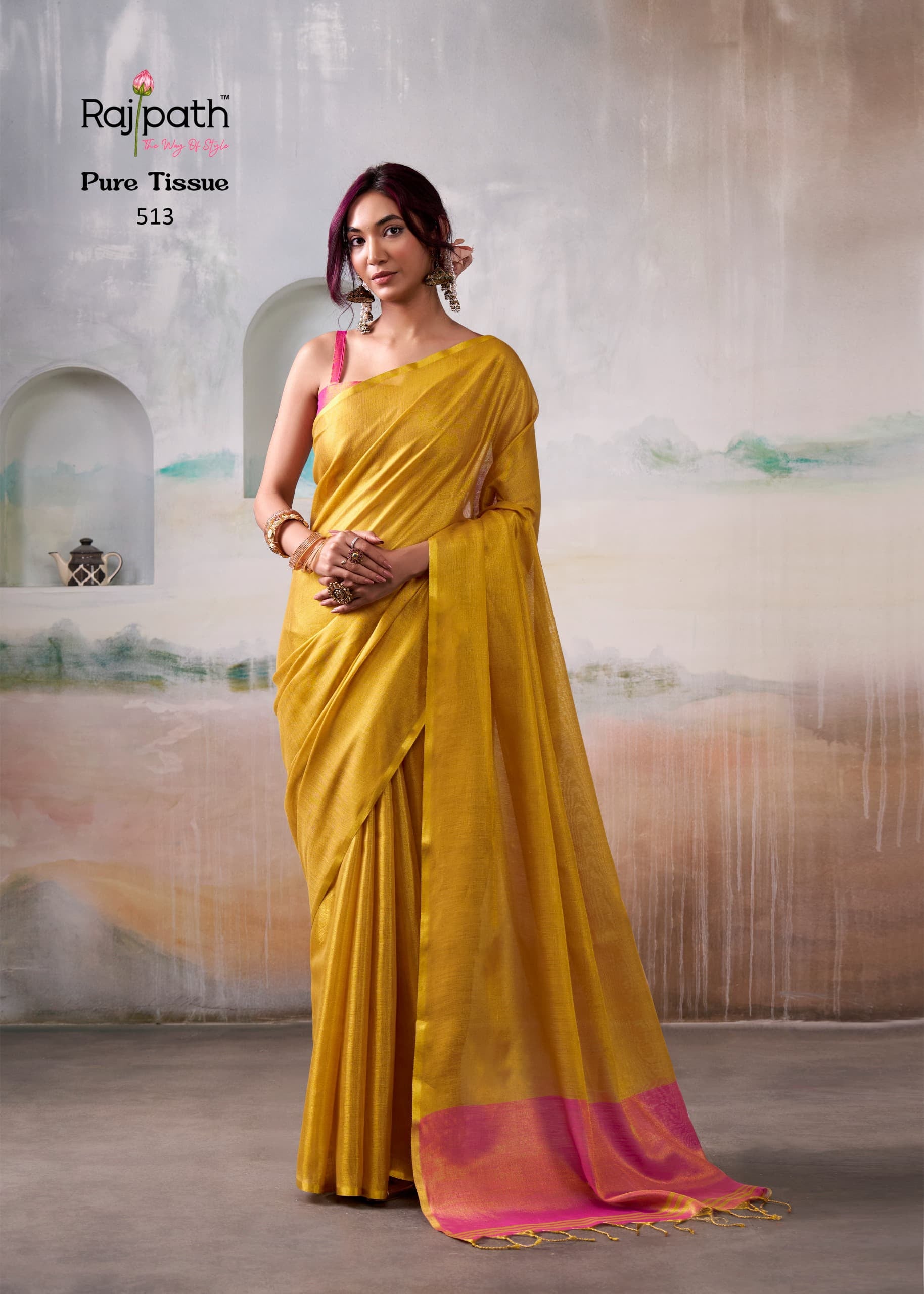 Anvika Pure Handloom Tissue Saree