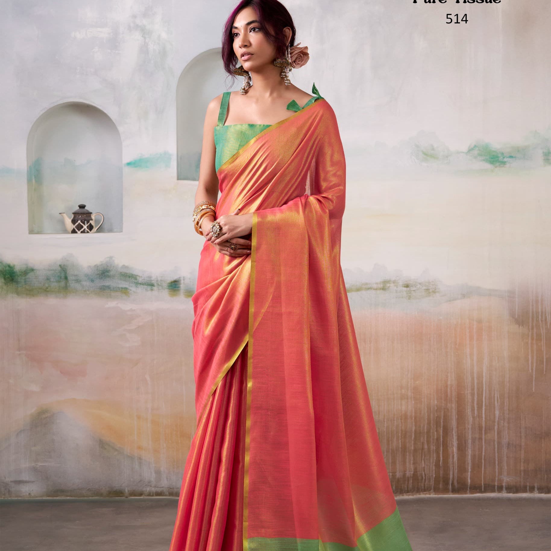 Anvika Pure Handloom Tissue Saree