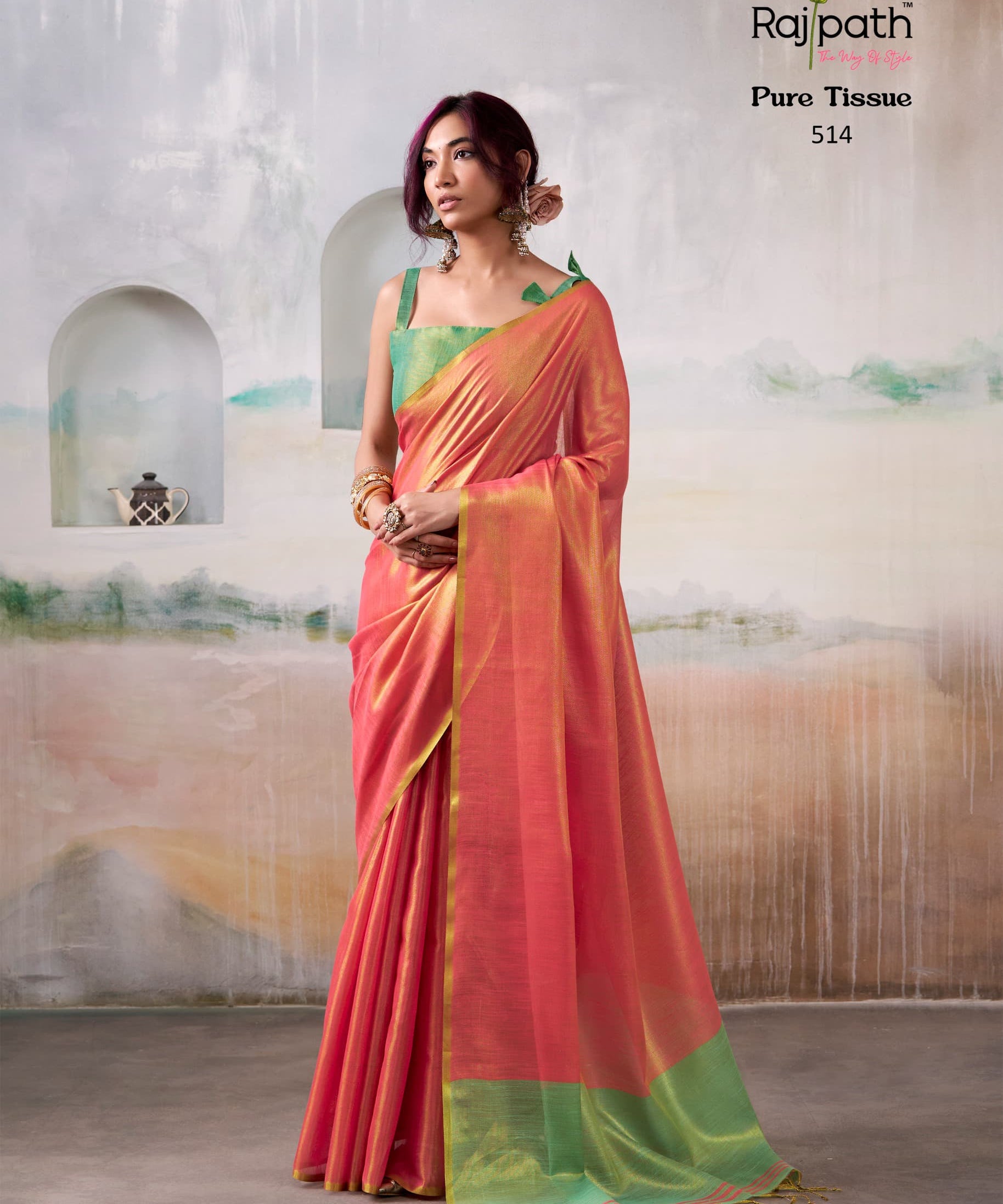 Anvika Pure Handloom Tissue Saree