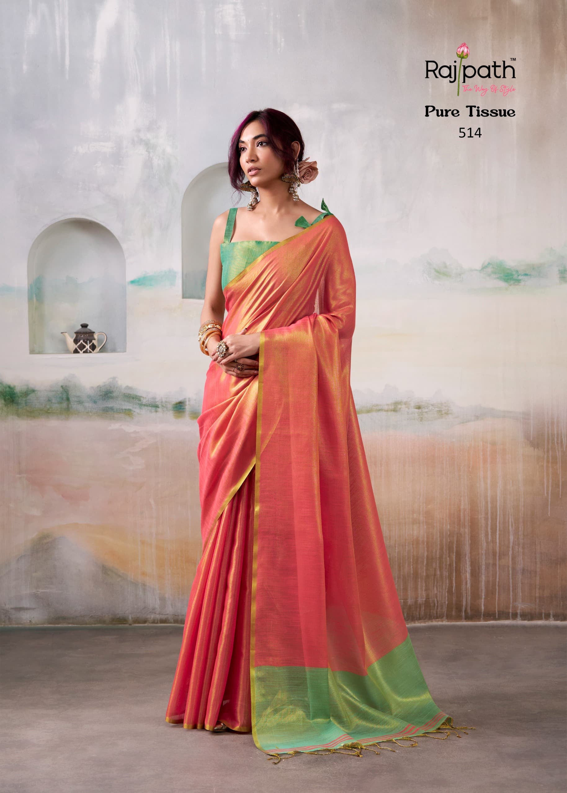 Anvika Pure Handloom Tissue Saree