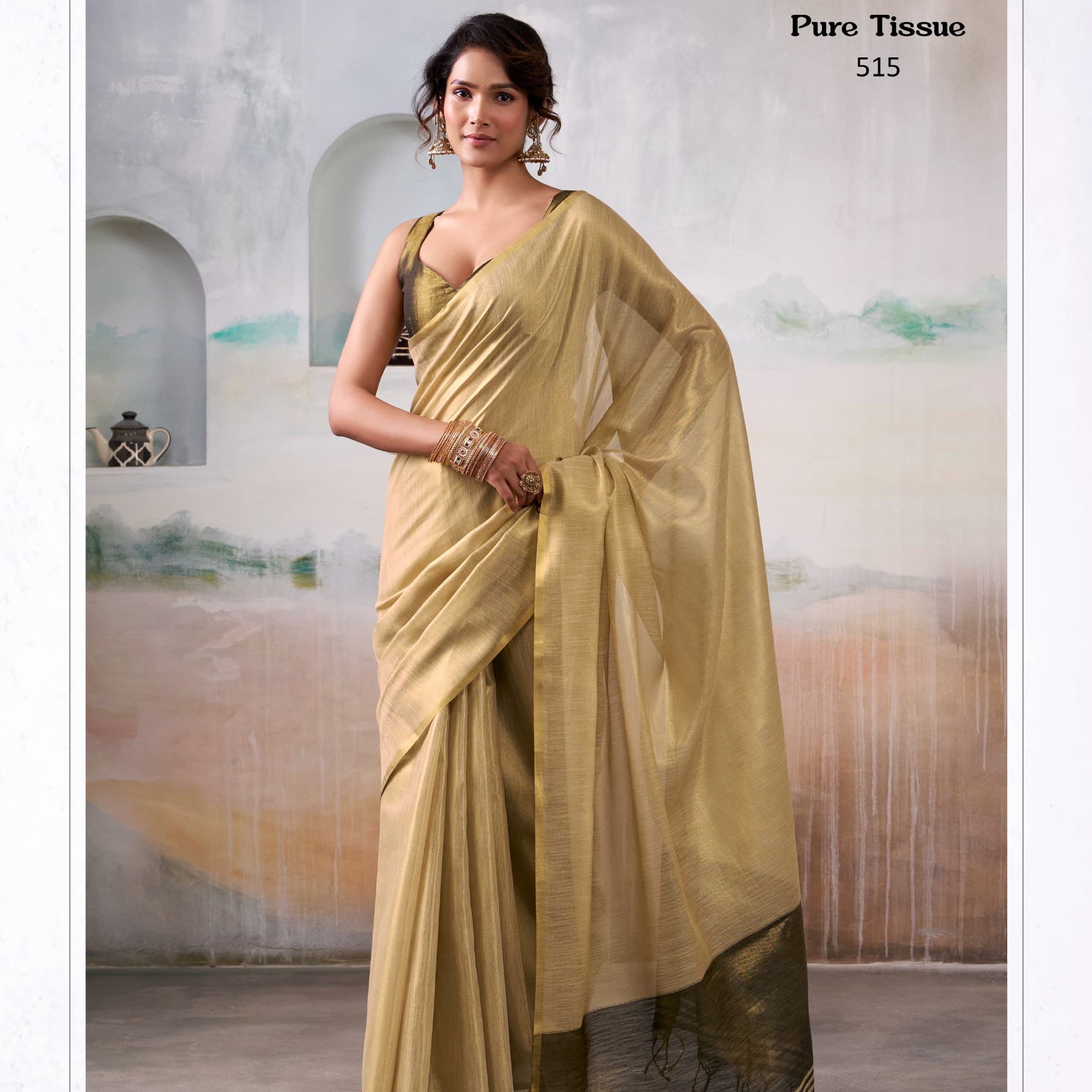 Anvika Pure Handloom Tissue Saree