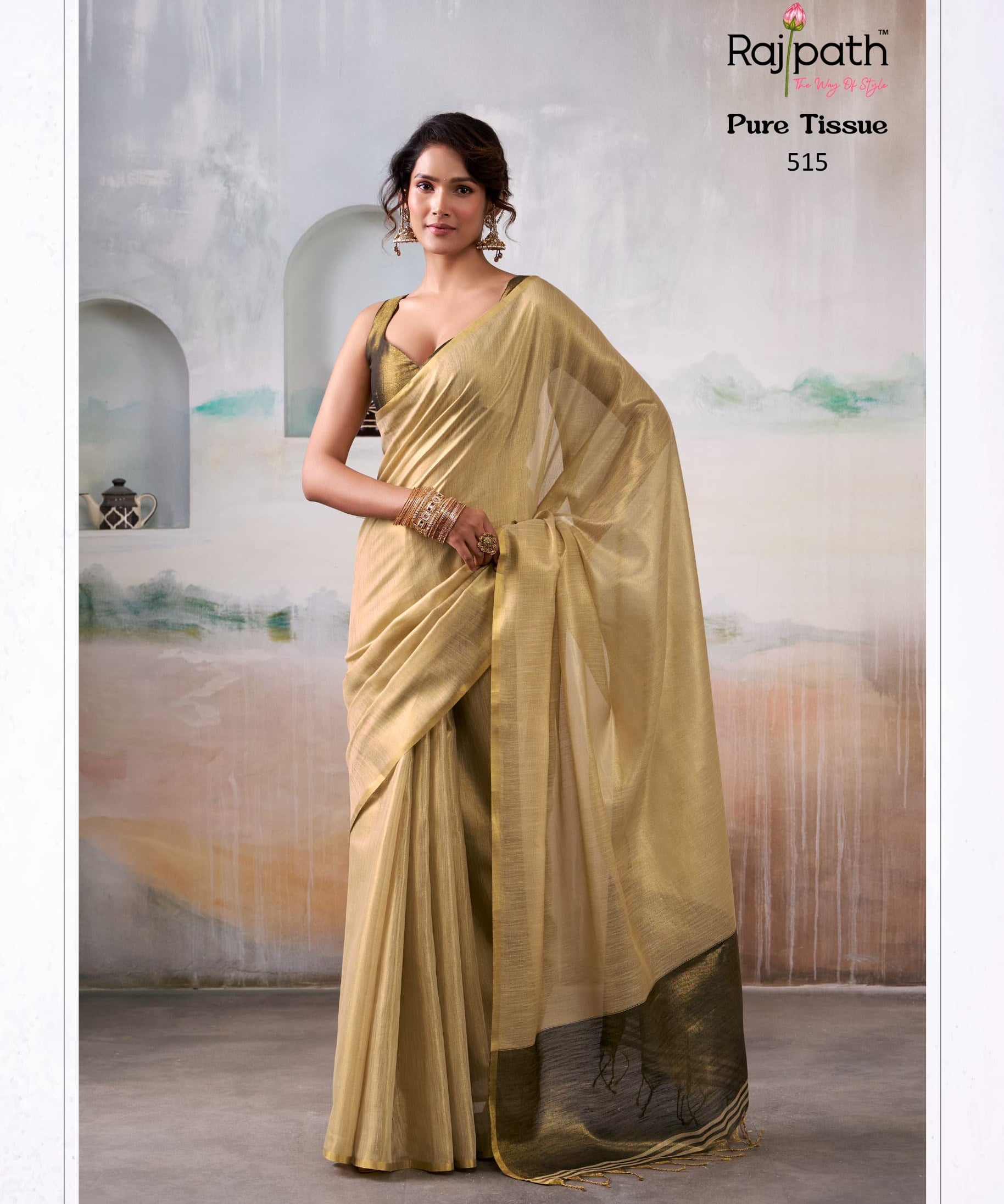Anvika Pure Handloom Tissue Saree