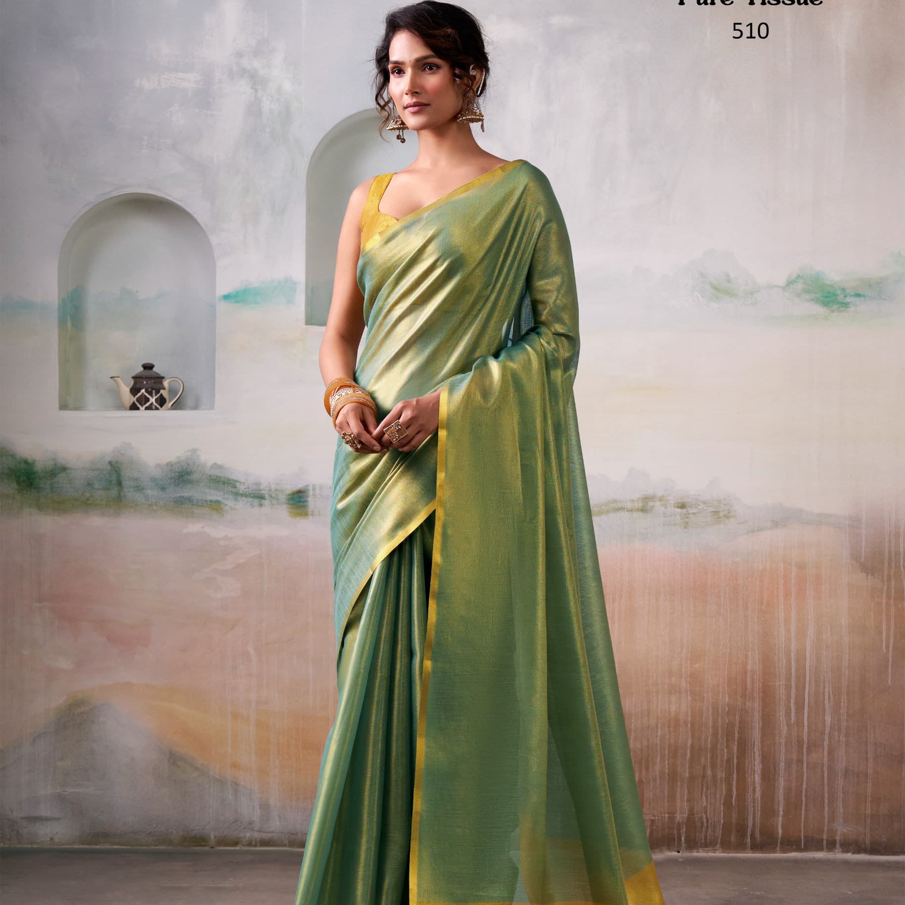 Anvika Pure Handloom Tissue Saree