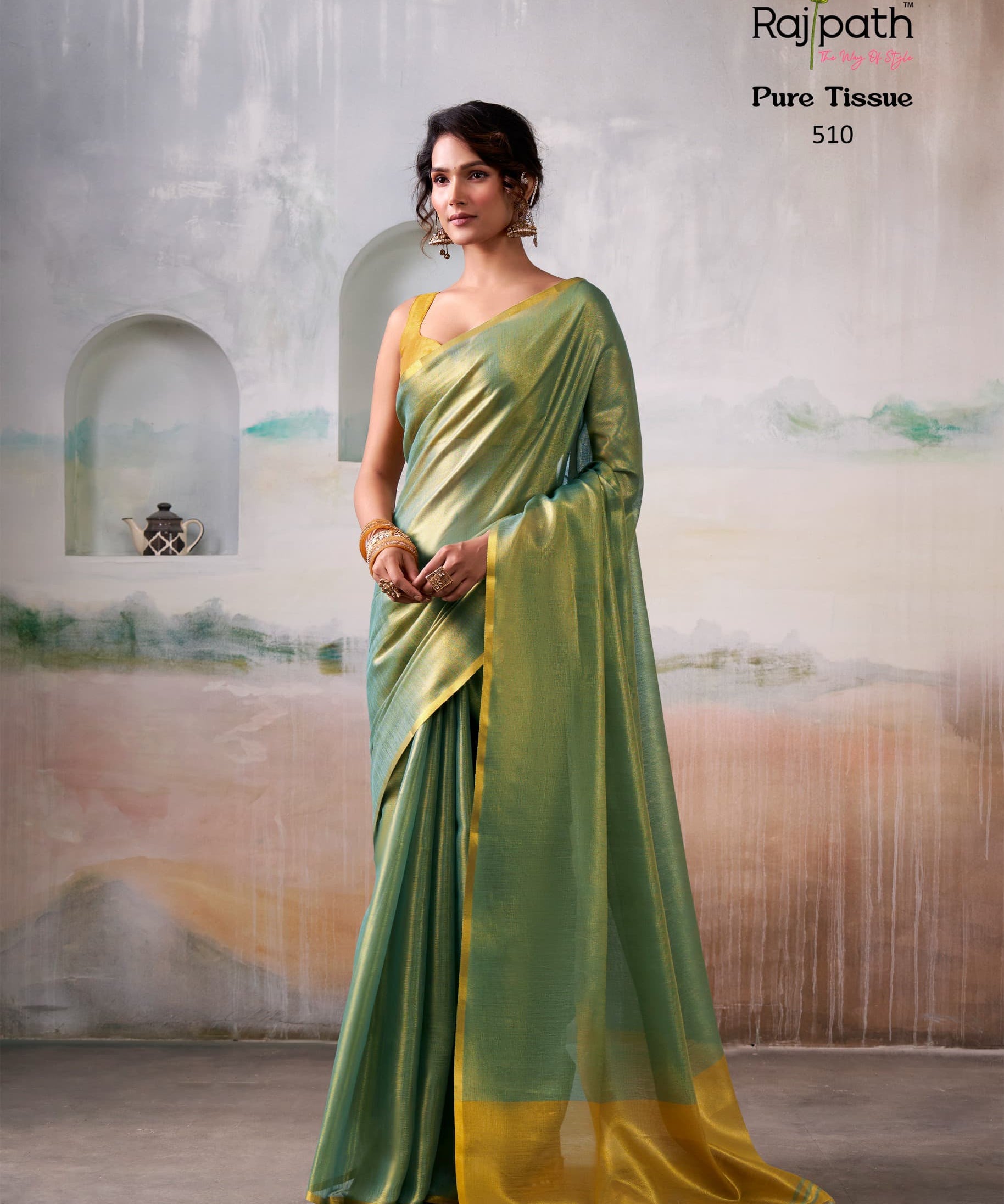 Anvika Pure Handloom Tissue Saree