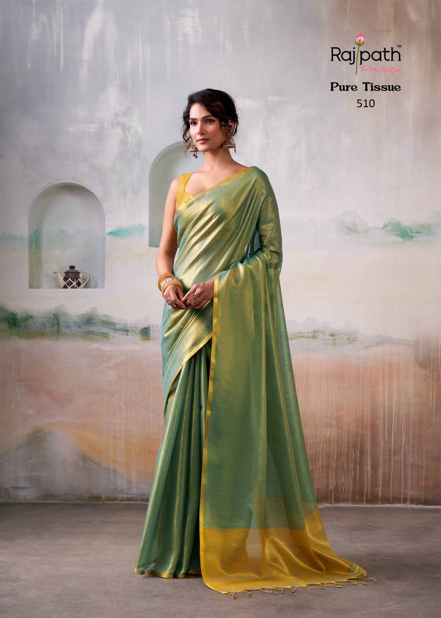 Anvika Pure Handloom Tissue Saree