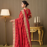 Embroidered Embellished Satin Saree