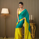Charming Motiwork Colorblocked Chiffon Saree