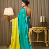 Charming Motiwork Colorblocked Chiffon Saree