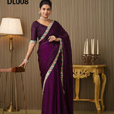 Wine Embellished Chiffon Saree