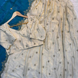 White Chinon Silk Lehenga Choli