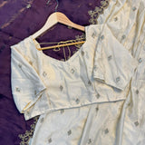 White Chinon Silk Lehenga Choli