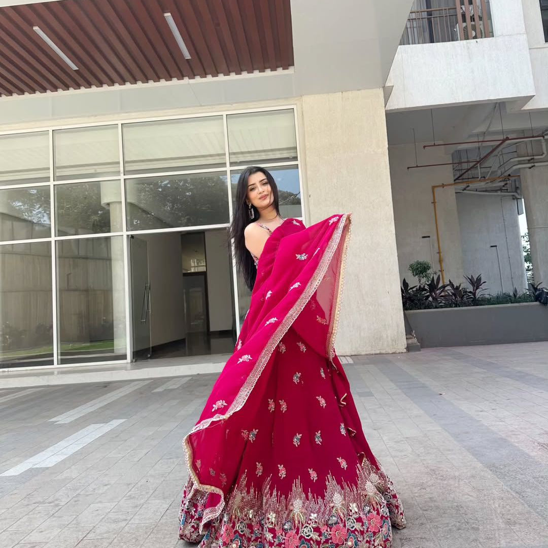 Stunning Faux Georgette Lehenga