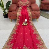 Pink Embroidered Border Saree