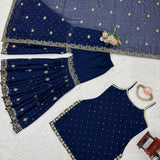 Fancy Dark Blue Top Sharara