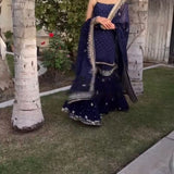 Fancy Dark Blue Top Sharara