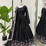 Black Heavy Chinon Silk Gown