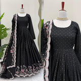 Black Heavy Chinon Silk Gown