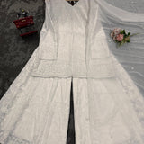 White Lakhnavi  Top Plazzo