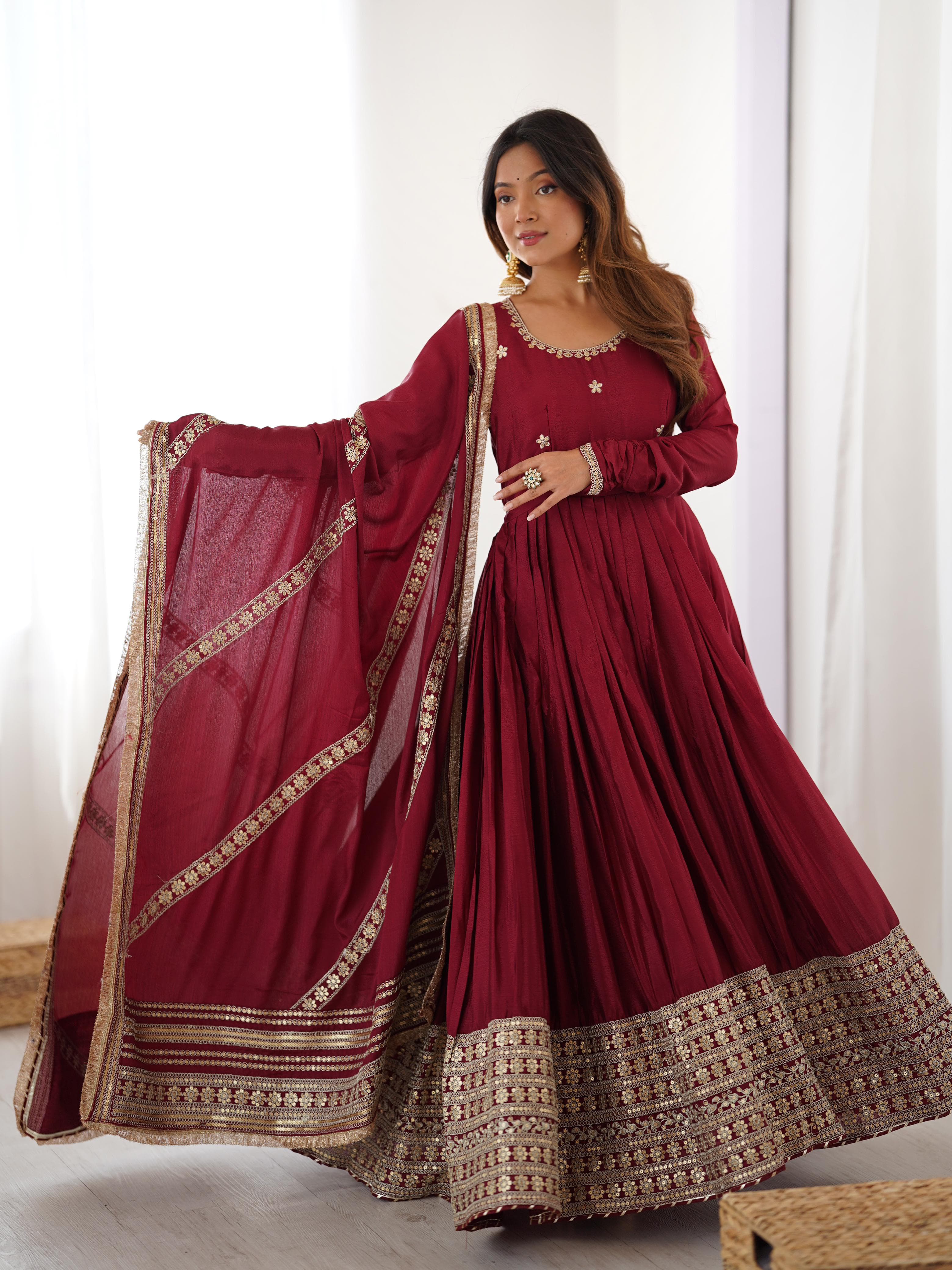 Sehnaaz Chinon Silk Gown