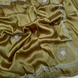 Premium Golden Zarkan Diamond Saree