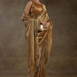 Premium Golden Zarkan Diamond Saree