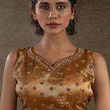 Premium Golden Zarkan Diamond Saree