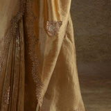 Premium Golden Zarkan Diamond Saree