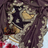 Festive Brown Silk Saree