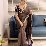 Festive Brown Silk Saree