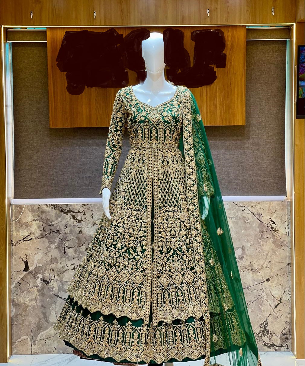 green bridal suit