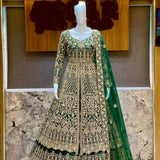green heavy work salwar lenga