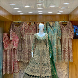 green heavy work salwar lenga