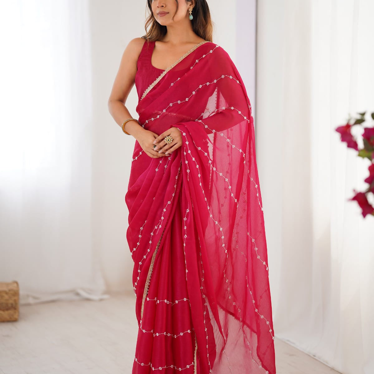 Divas Festive Bead Work Saree