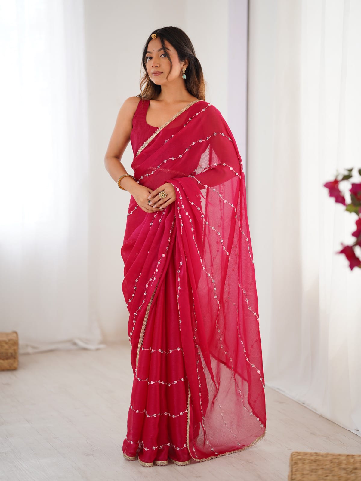 Divas Festive Bead Work Saree