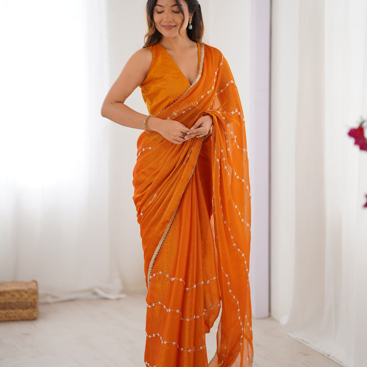 Divas Festive Bead Work Saree