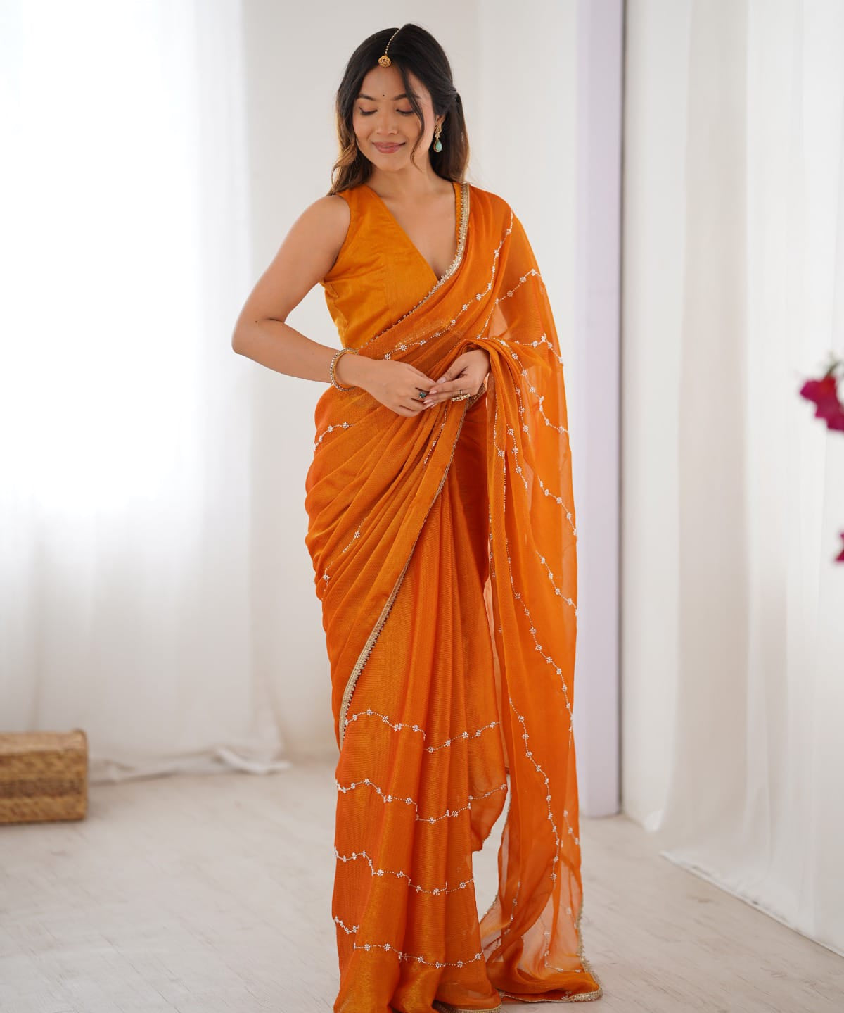 Divas Festive Bead Work Saree