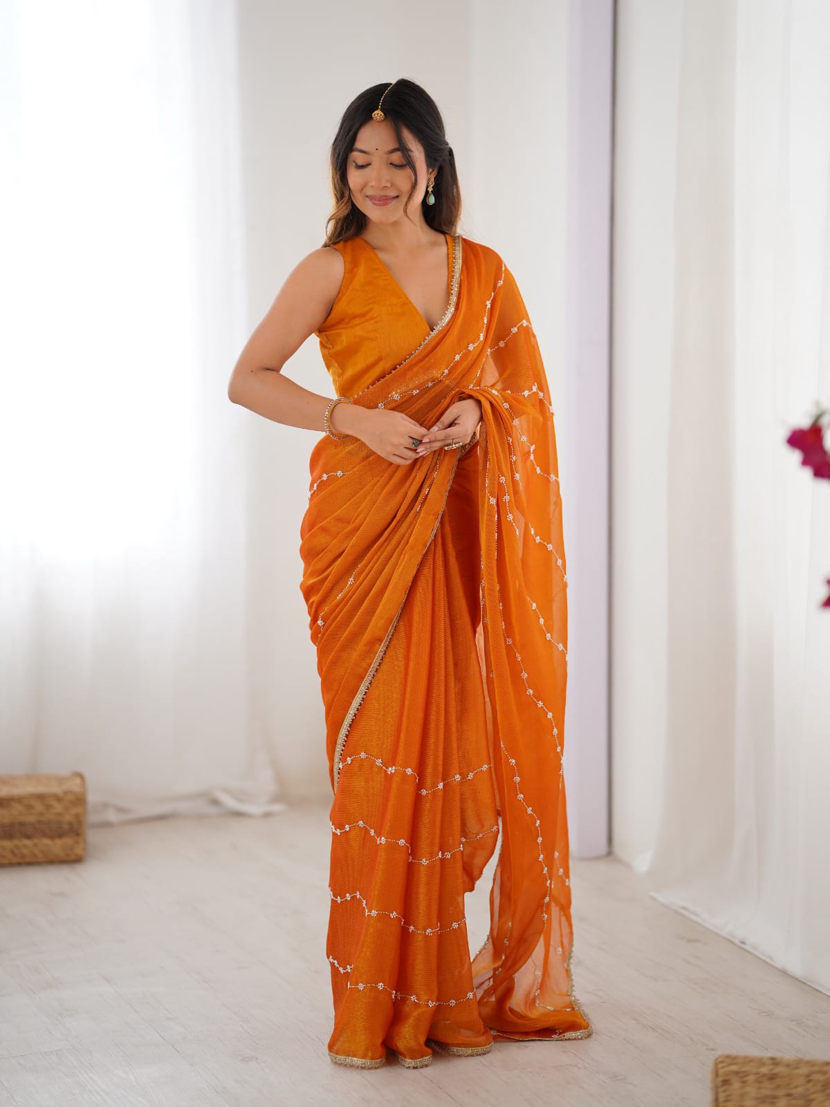 Divas Festive Bead Work Saree