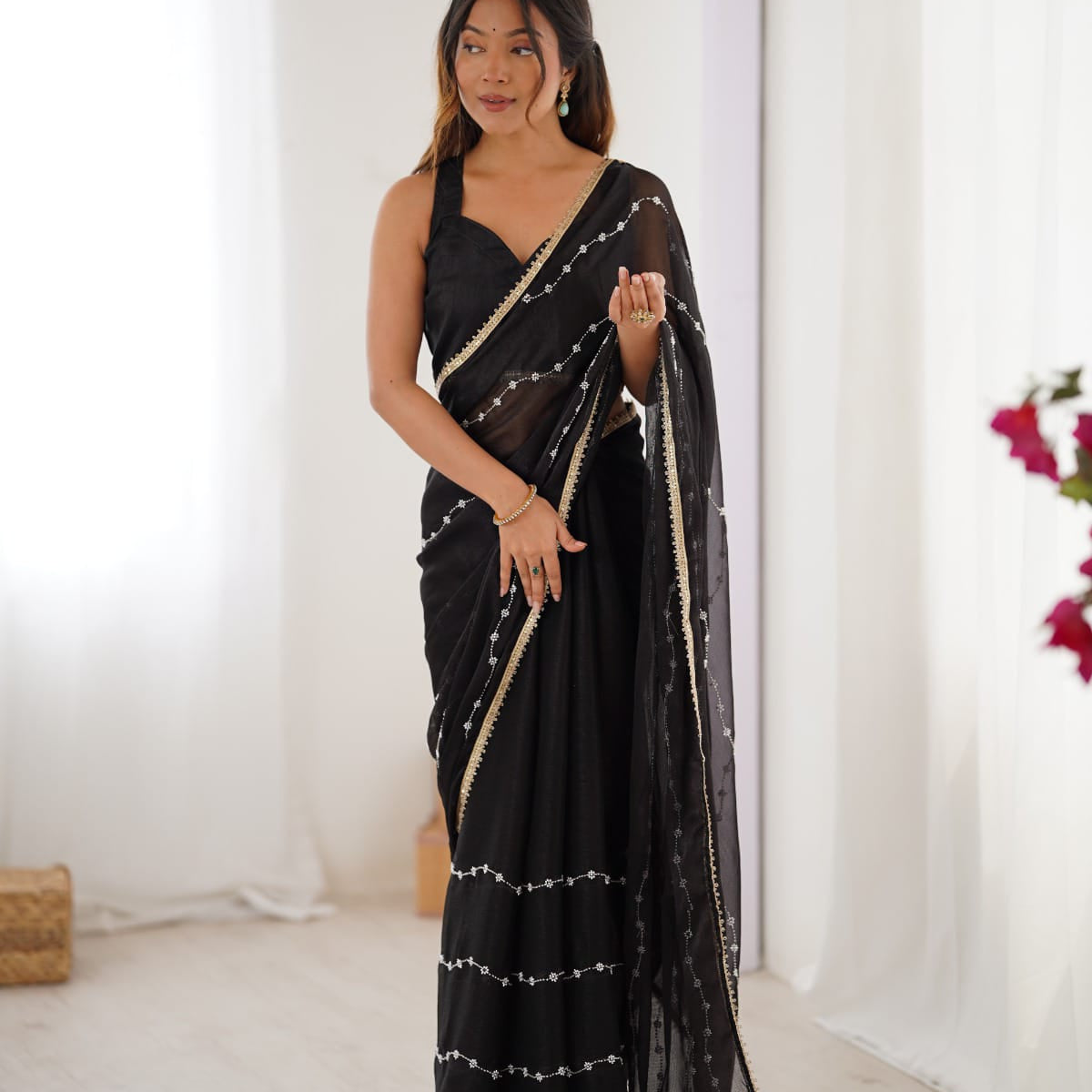 Divas Festive Bead Work Saree