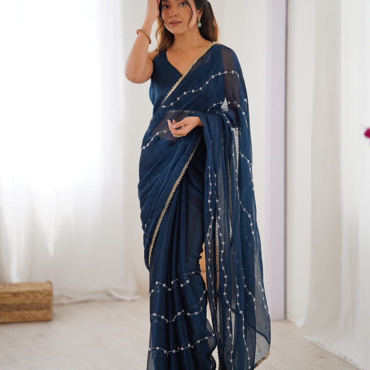 Divas Festive Bead Work Saree