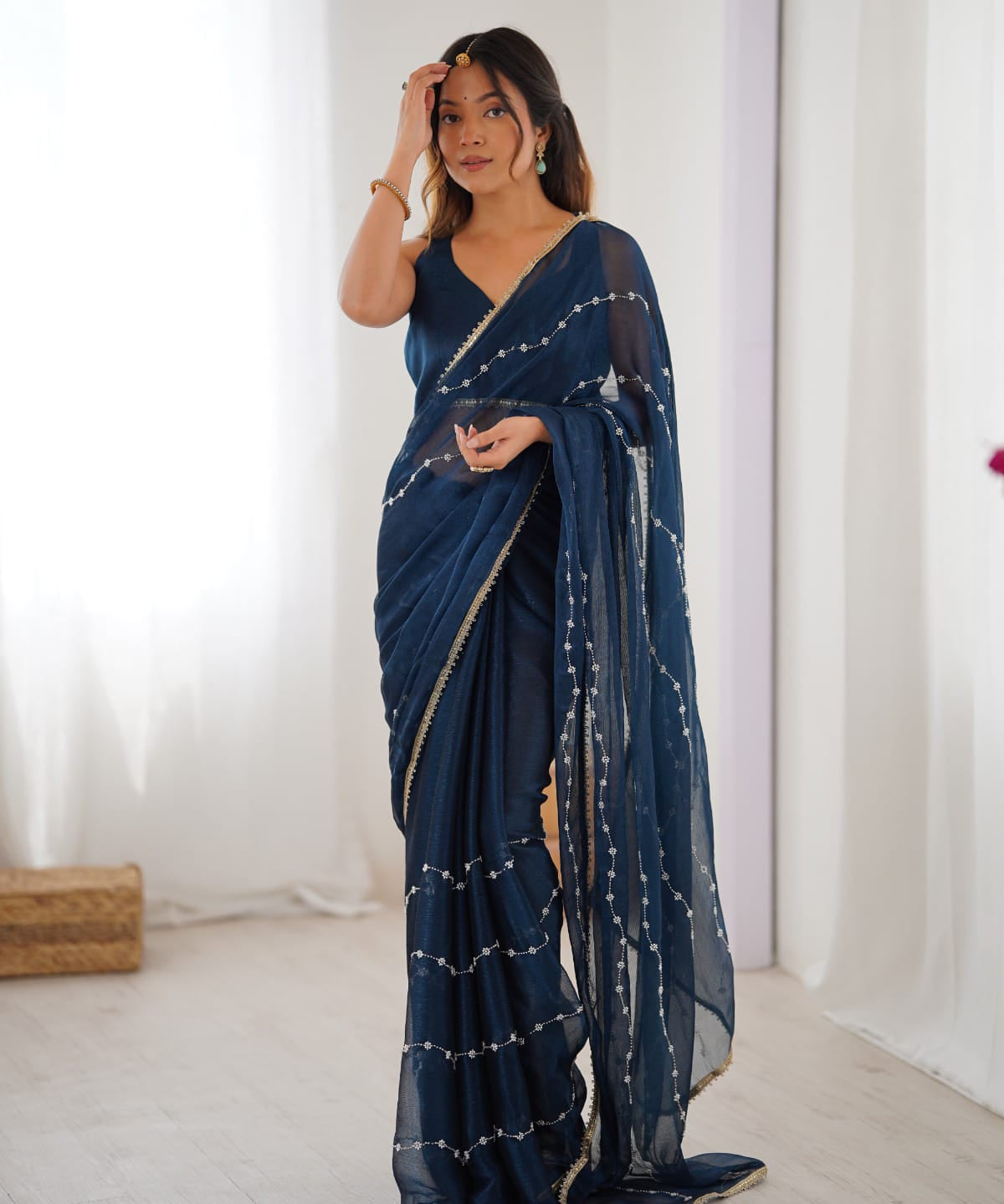 Divas Festive Bead Work Saree