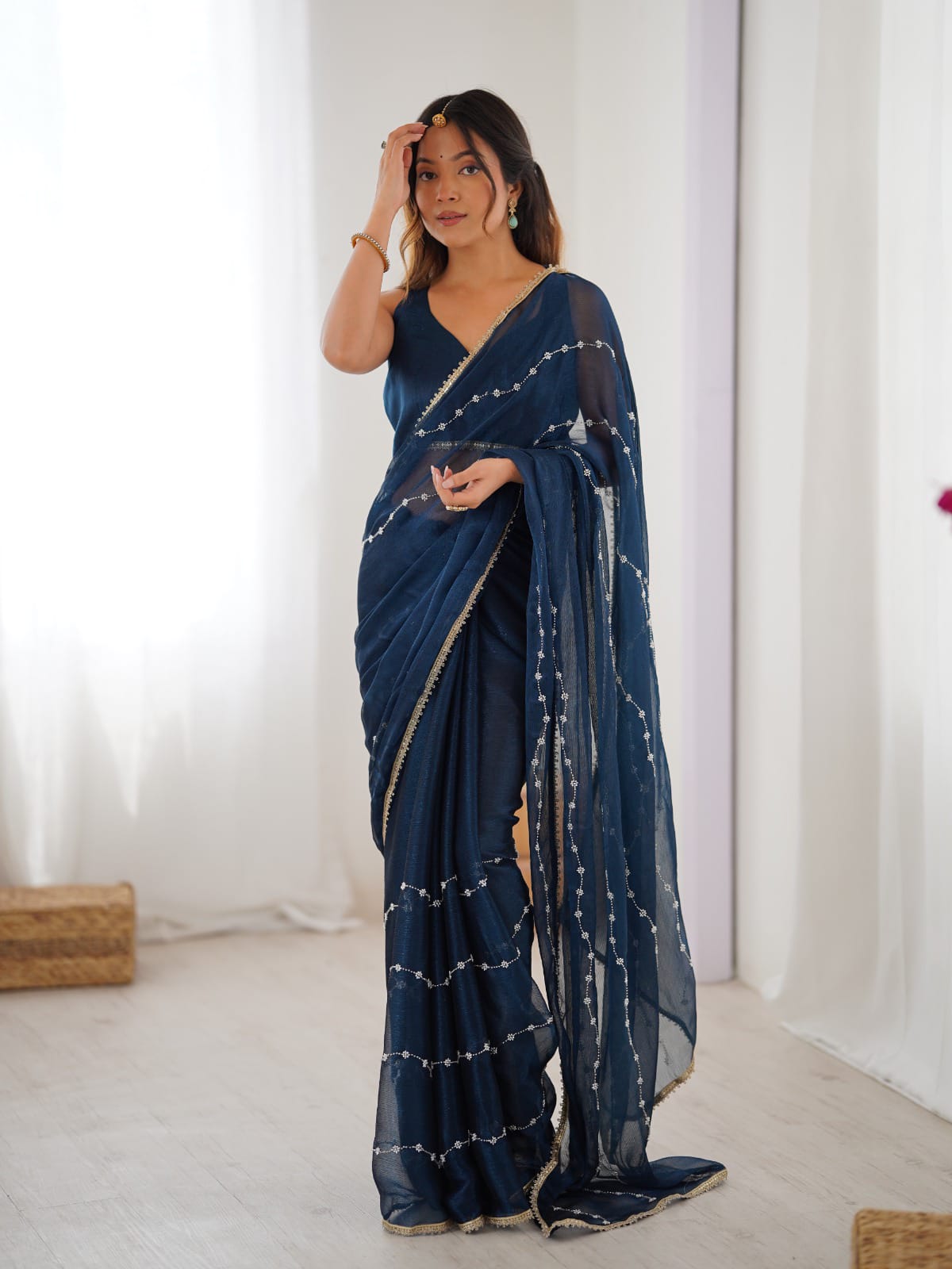 Divas Festive Bead Work Saree