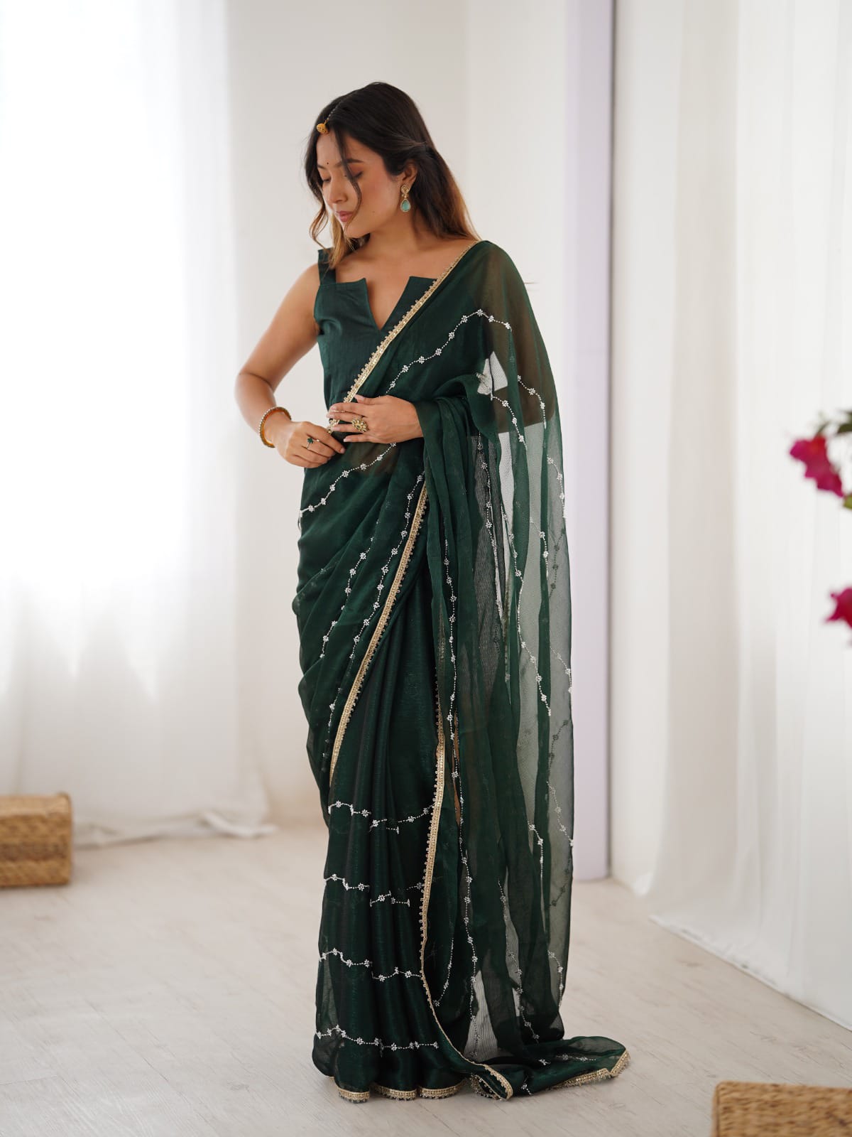 Divas Festive Bead Work Saree