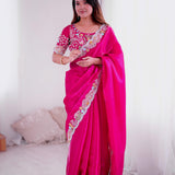 PINK BEAUTIFUL PARTY WEAR SAREE