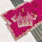 PINK BEAUTIFUL PARTY WEAR SAREE
