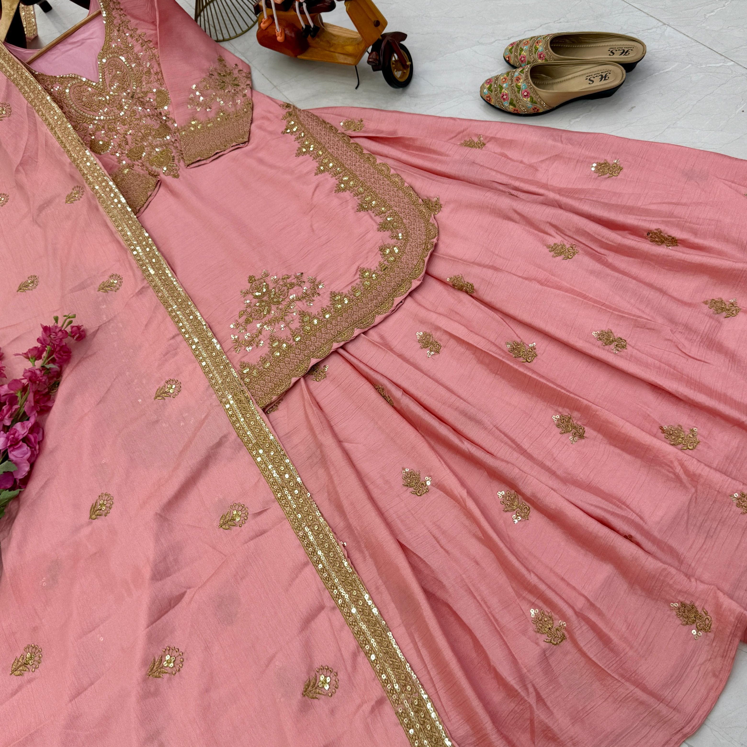 Classy Pakistani Silk Sharara Suit