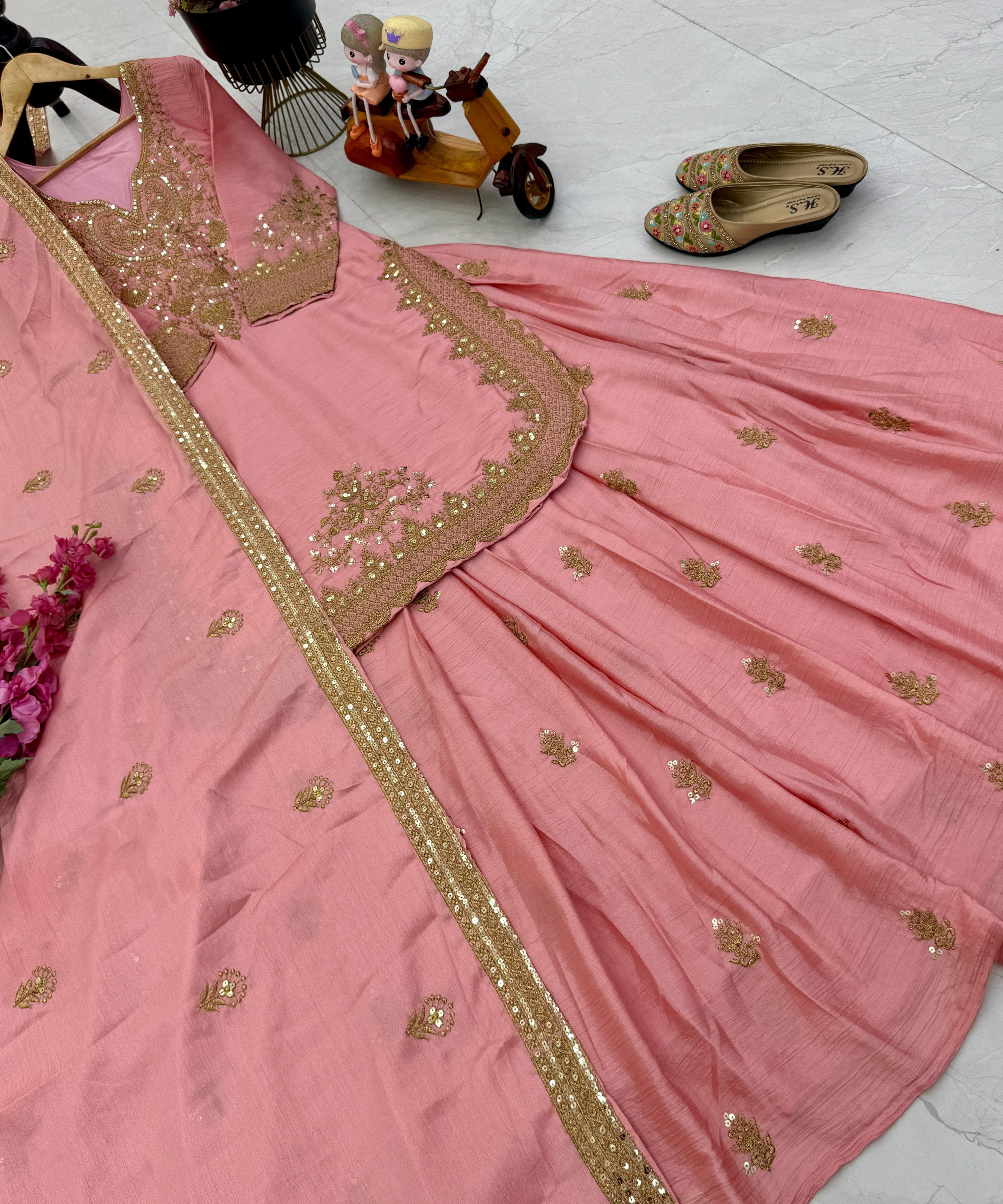 Classy Pakistani Silk Sharara Suit