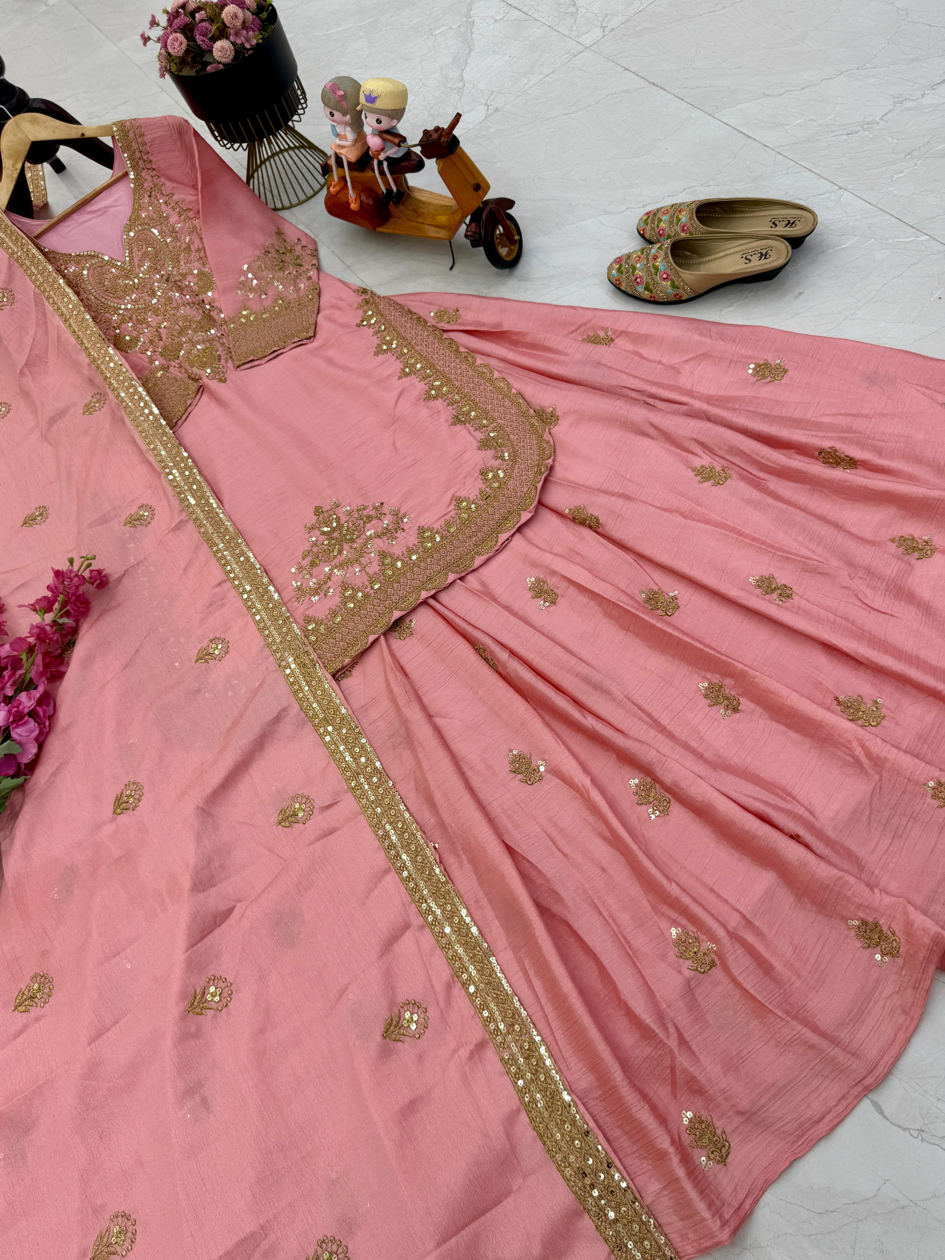 Classy Pakistani Silk Sharara Suit