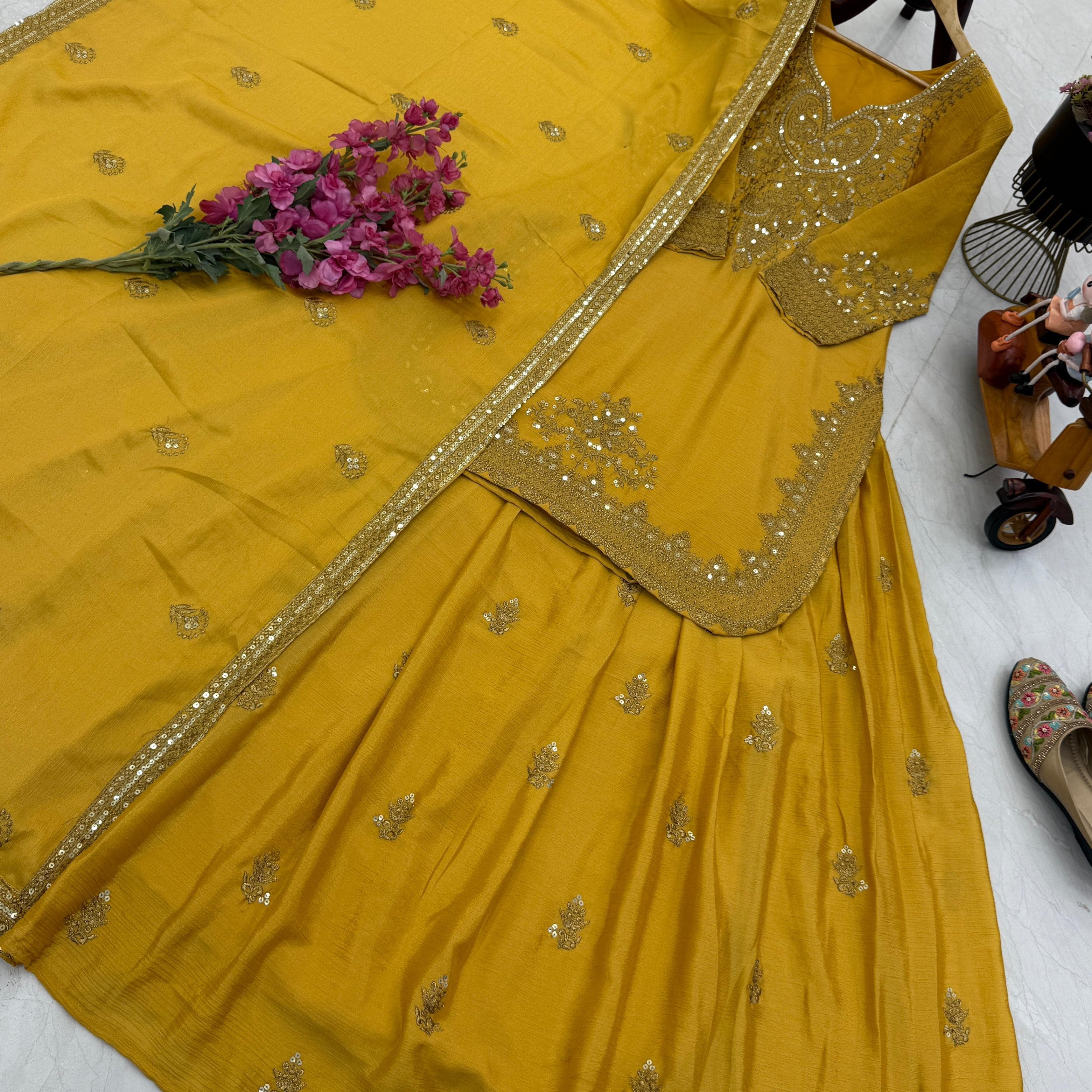 Classy Pakistani Silk Sharara Suit