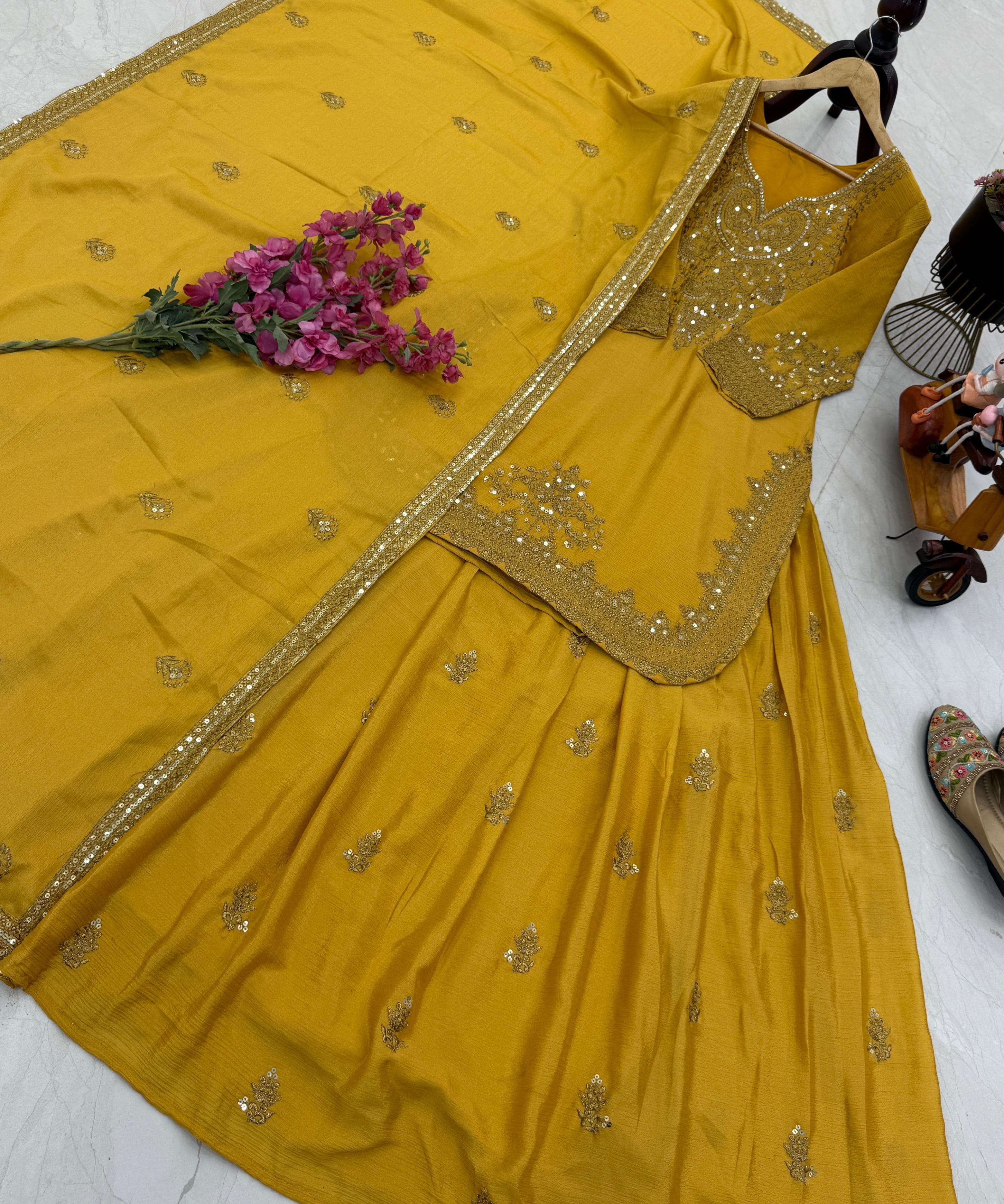 Classy Pakistani Silk Sharara Suit